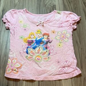 Disney Y2K Princesses Ariel, Aurora, and Cinderella Pink Top 4T